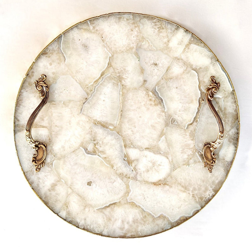 White Agate Luxe Serving Tray