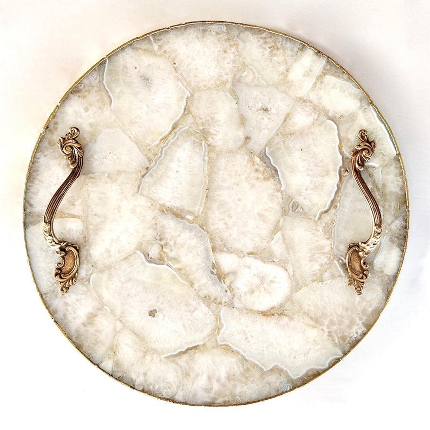 White Agate Luxe Serving Tray