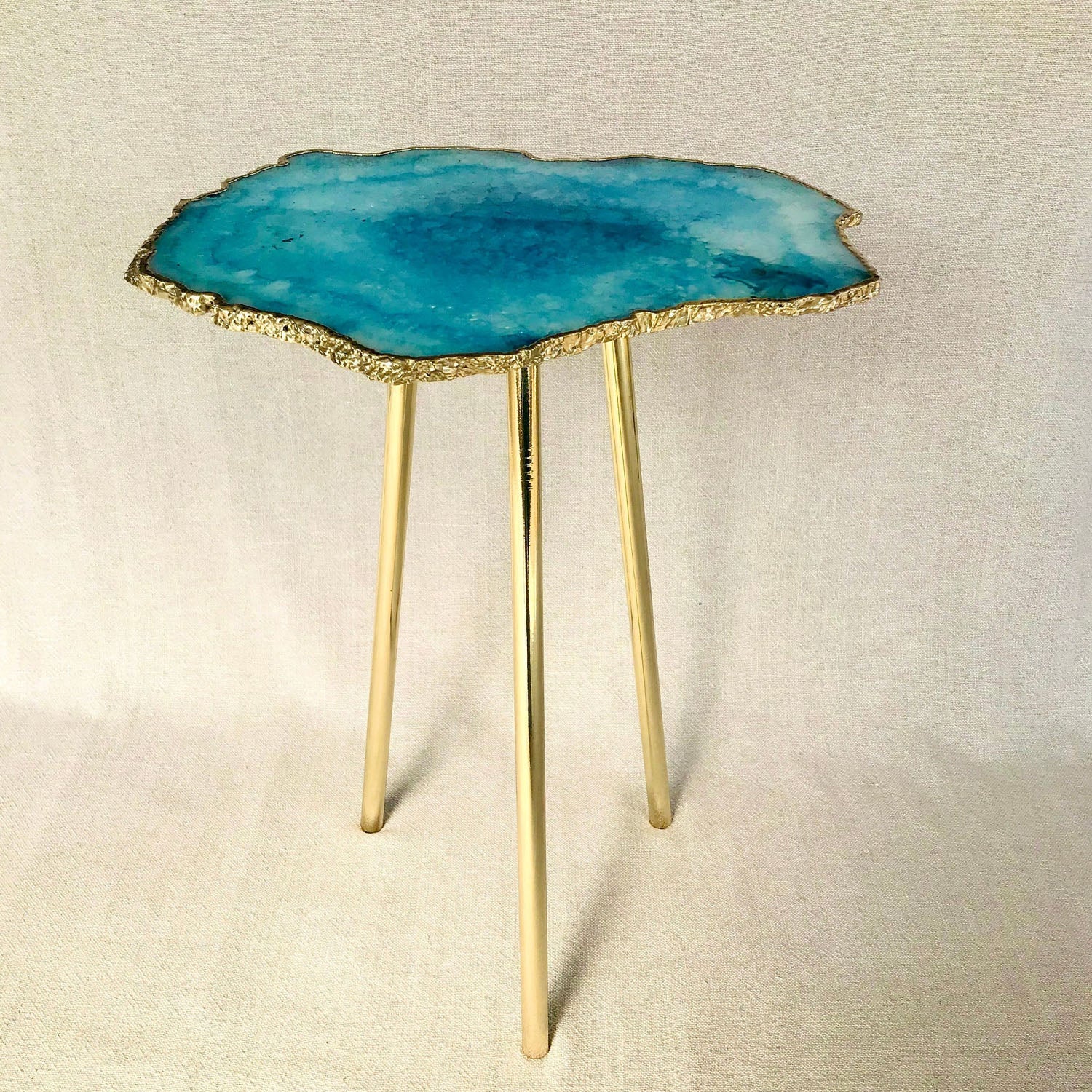 Blue Agate Luxe Accent Table