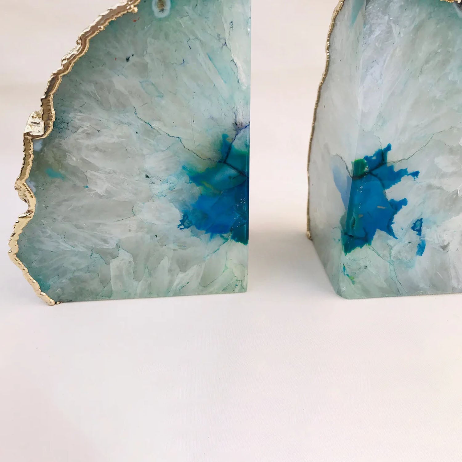 Azure Agate Luxe Bookends