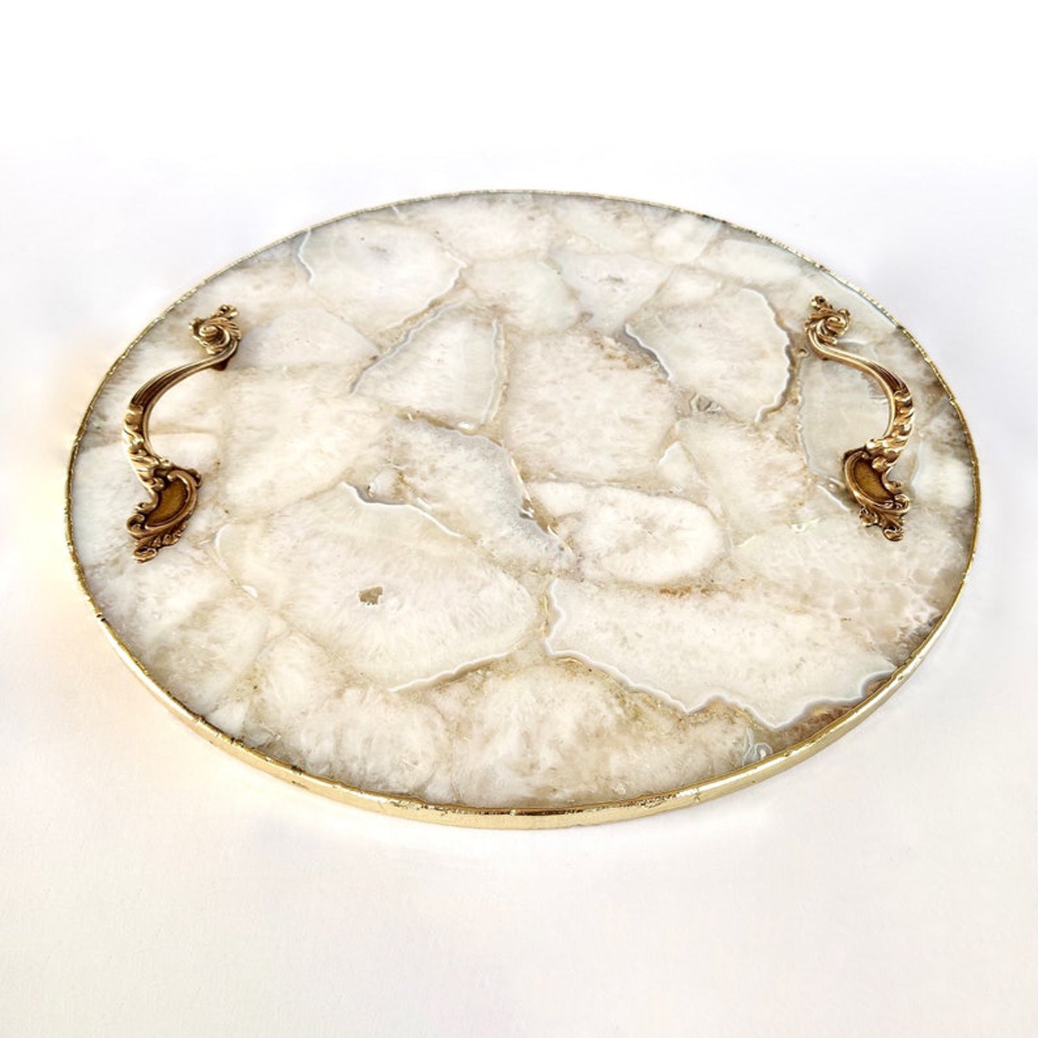 White Agate Luxe Serving Tray