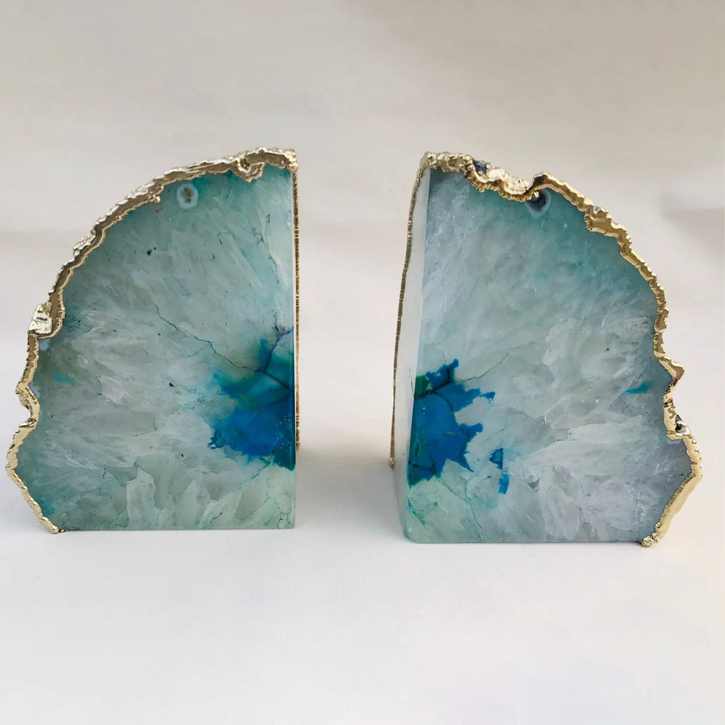 Azure Agate Luxe Bookends
