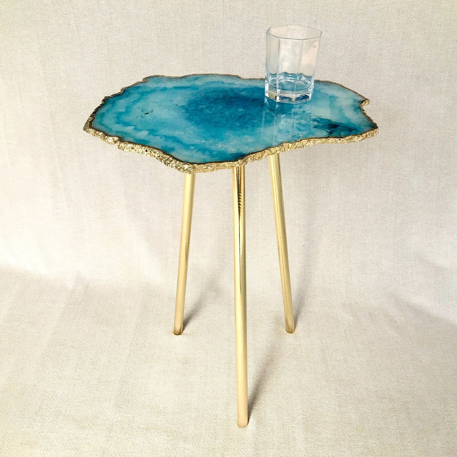 Blue Agate Luxe Accent Table
