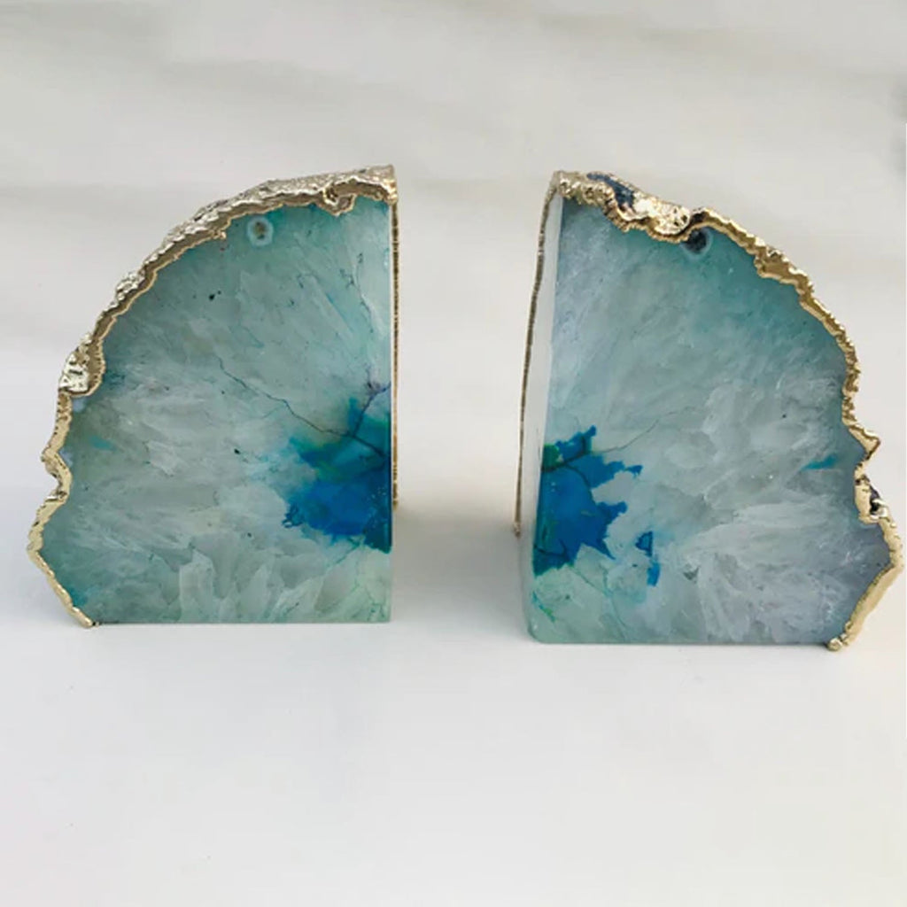 Azure Agate Luxe Bookends