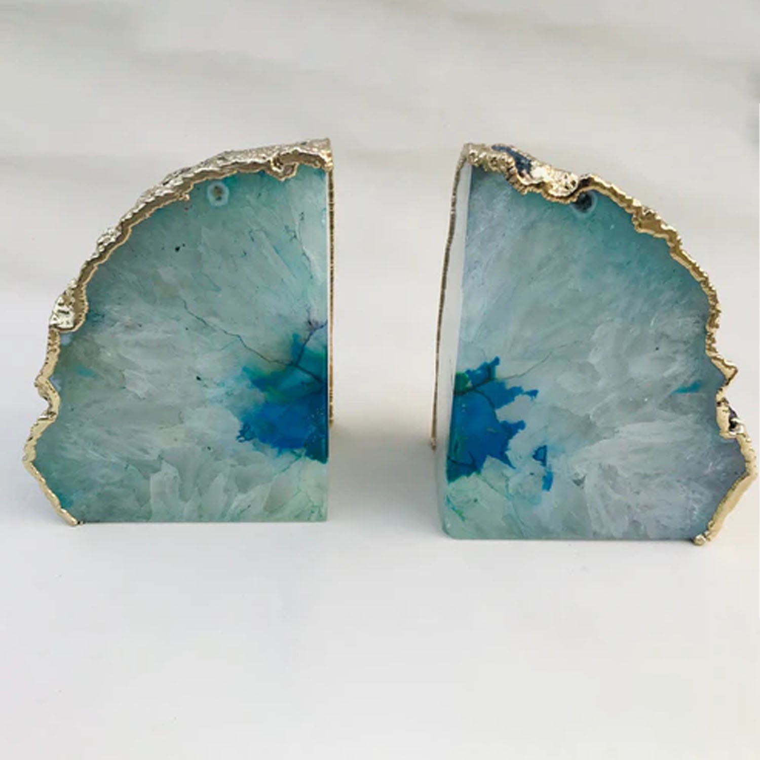 Azure Agate Luxe Bookends