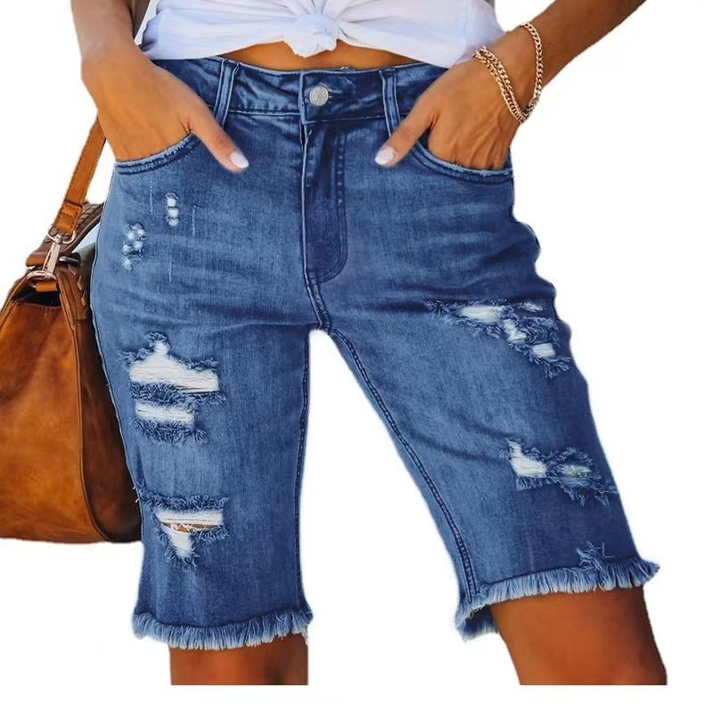 Jeans kortbyxor sommar slimfit.