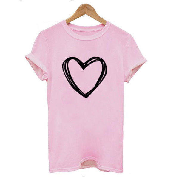Kortärmad t-shirt med hjärtmönster