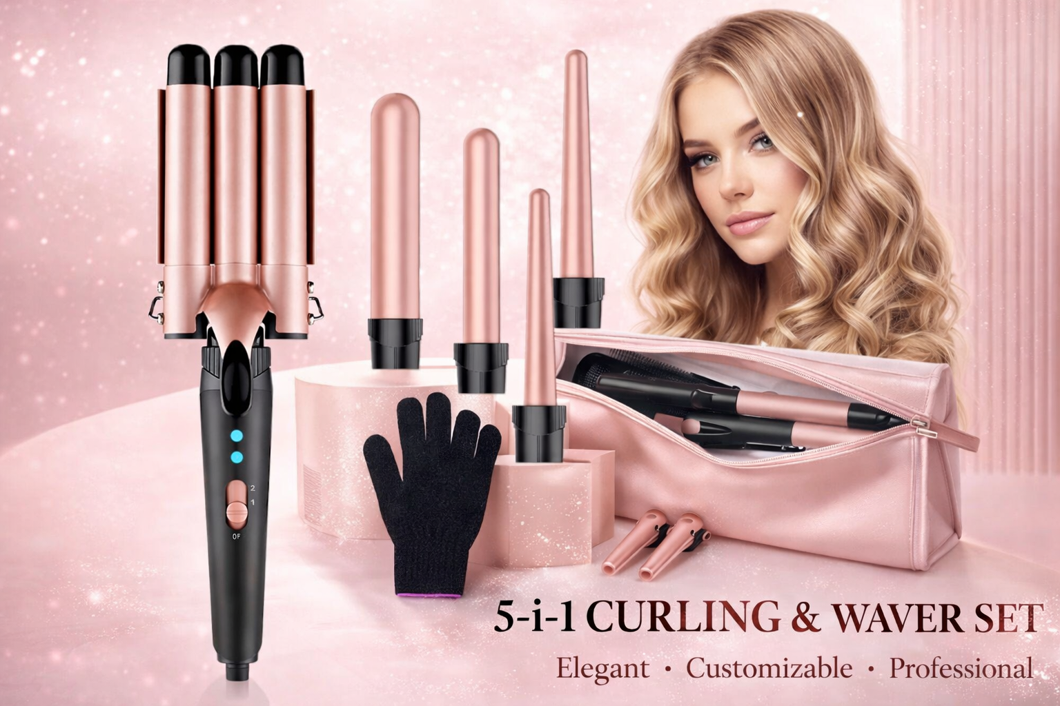 Ladyroom Wave Atelier™ – 5-i-1 Professional Curling & Waver Set