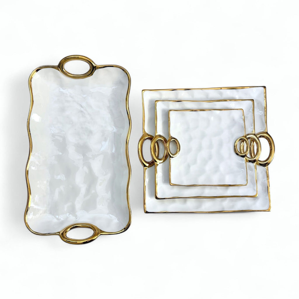 Klara Tallrik – Porslin med Elegant Guldkant (3 Storlekar) tallrik