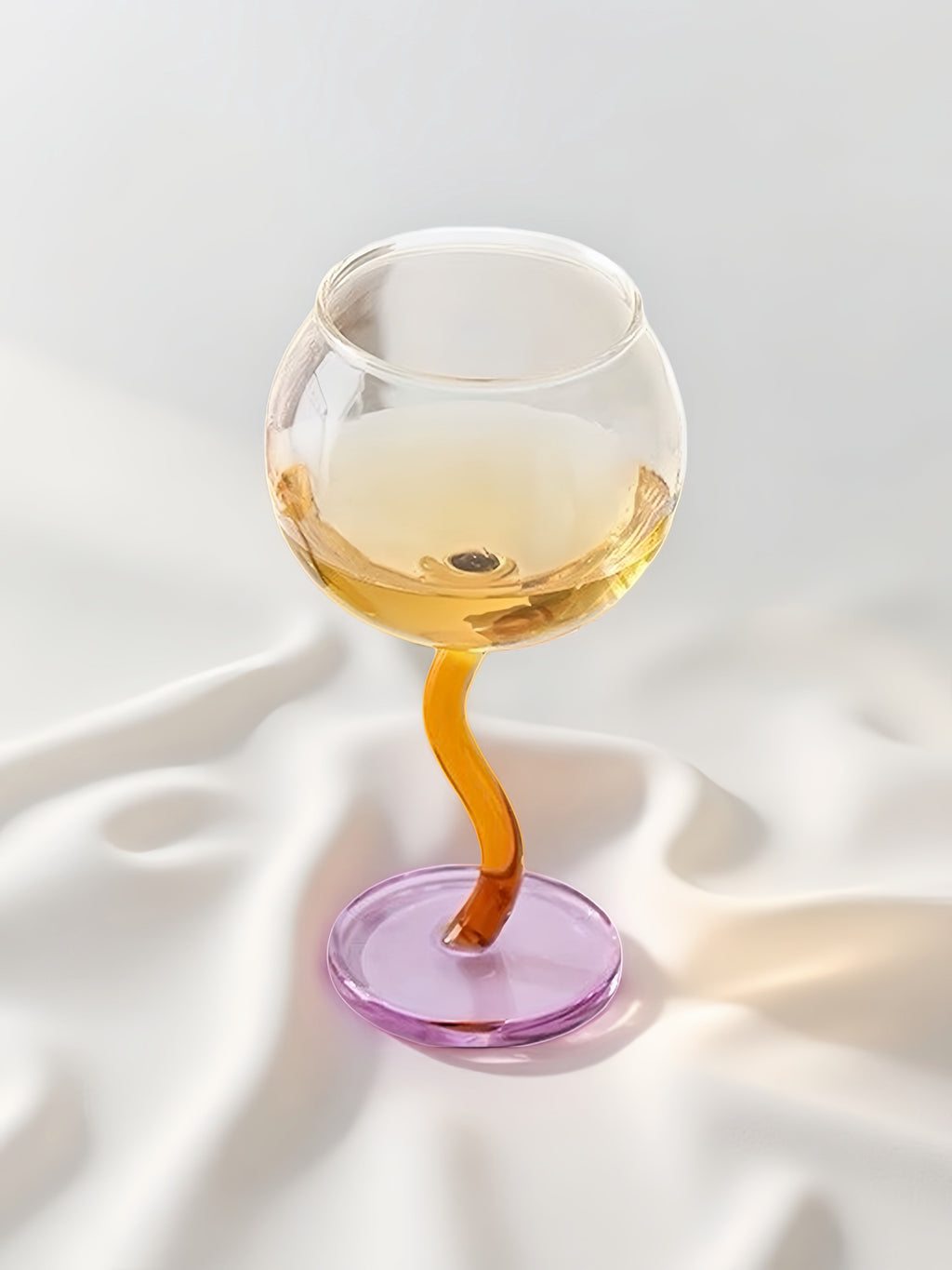 Handblown Bubble Wine Glass - Retro Whimsical Eclectic Wavy Stemmed Goblets-10