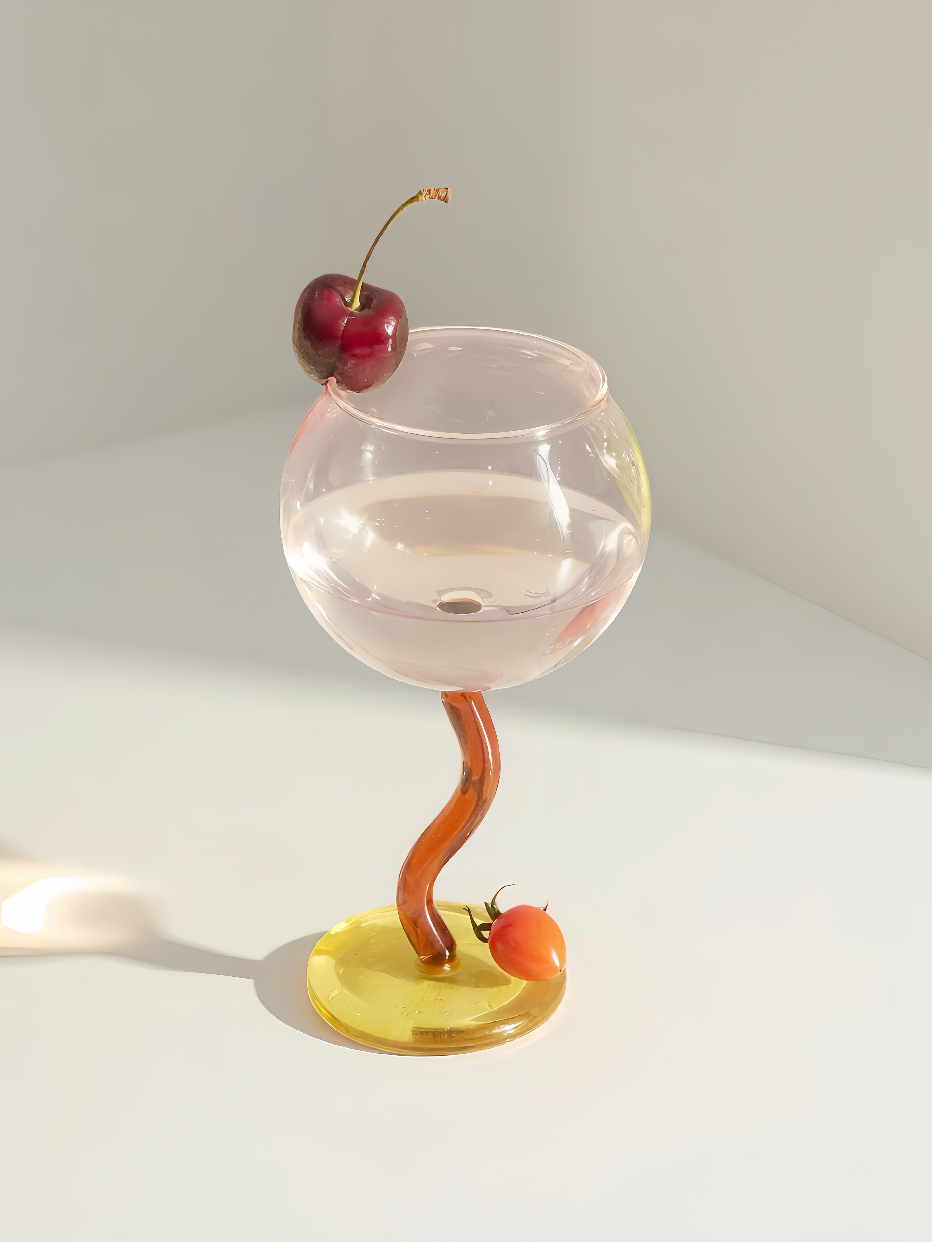 Handblown Bubble Wine Glass - Retro Whimsical Eclectic Wavy Stemmed Goblets-5