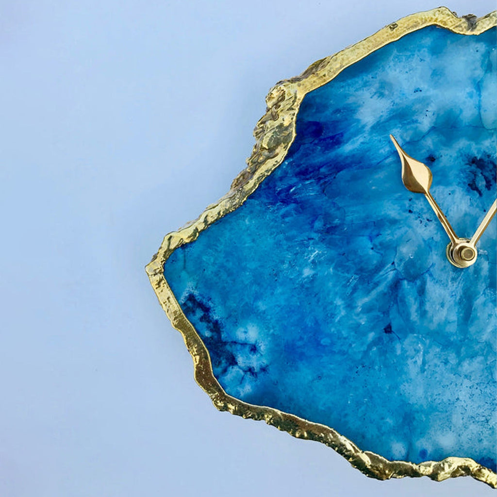 Ocean Blue Large Agate Wall/Table Clock/Personalised Momento-2