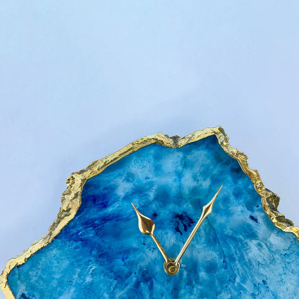 Ocean Blue Large Agate Wall/Table Clock/Personalised Momento-3