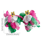 Vibrant Gold Flower Tassel Drop Earrings