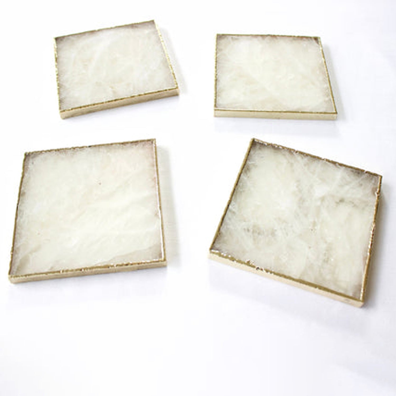 White Agate Luxe Coasters – Set of 4