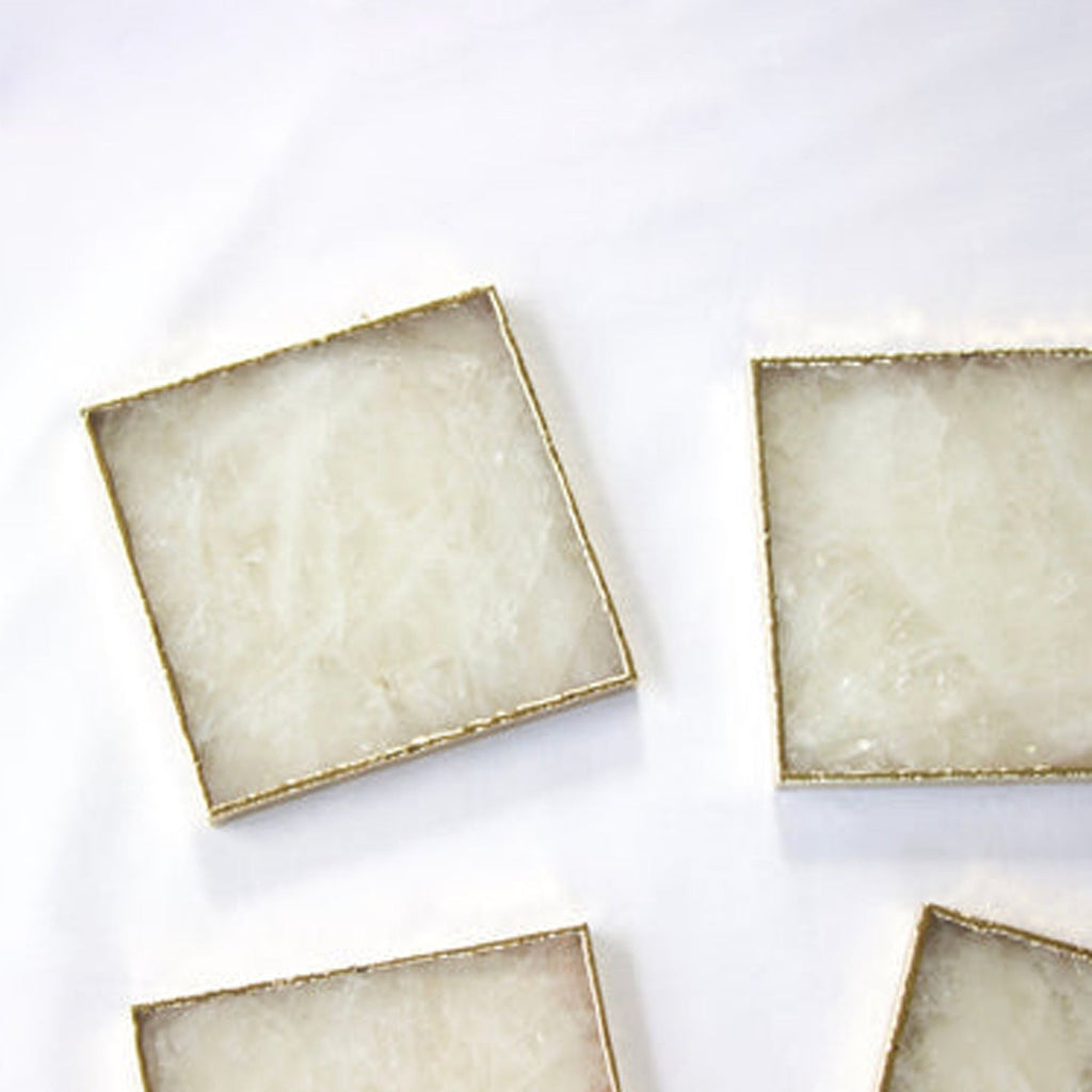 White Agate Luxe Coasters – Set of 4