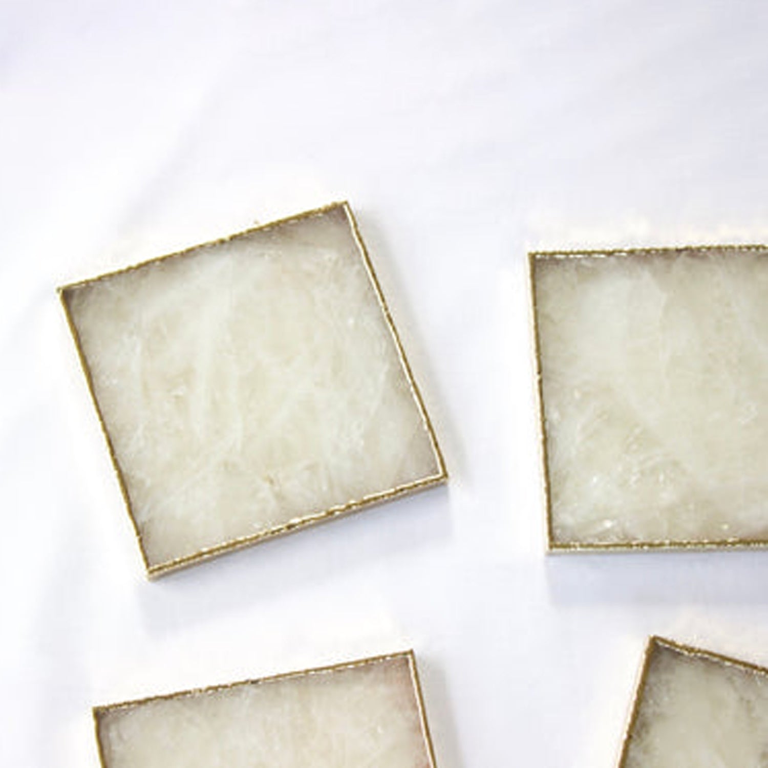 White Agate Luxe Coasters – Set of 4