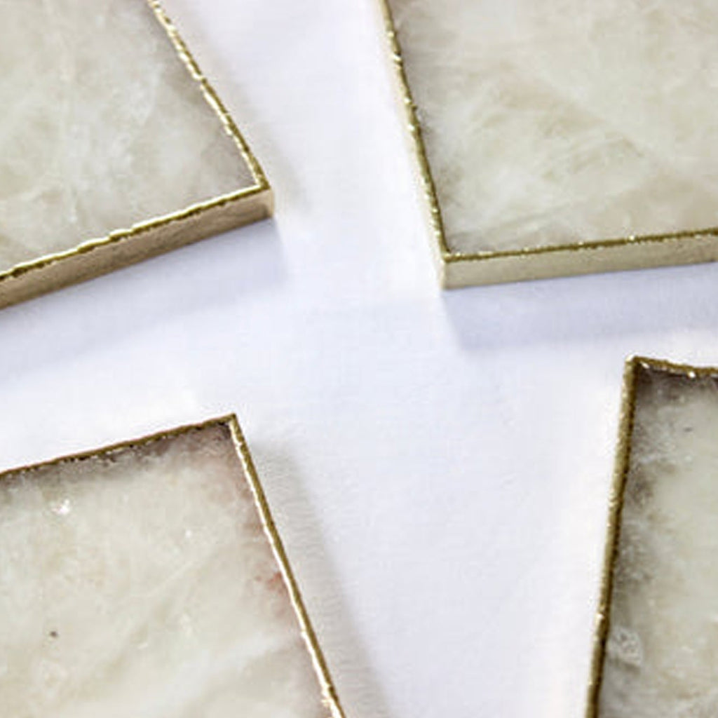 White Agate Luxe Coasters – Set of 4