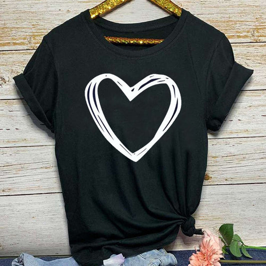 Kortärmad t-shirt med hjärtmönster