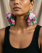 Vibrant Gold Flower Tassel Drop Earrings