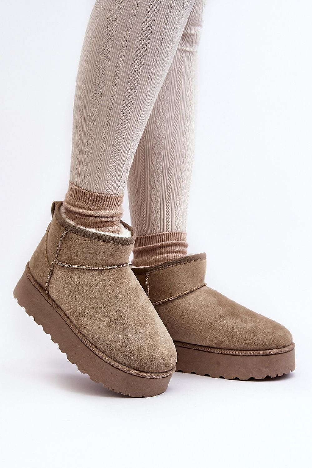 Moccaboots med varm päls Beige