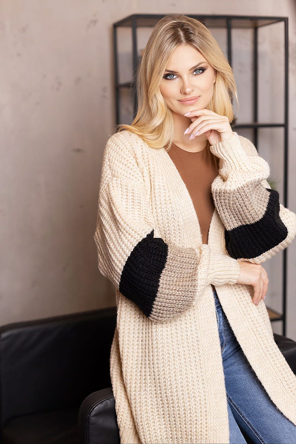 Stickad Cardigan Kofta Beige