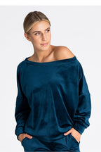Tröja i sammet off-shoulder  blå