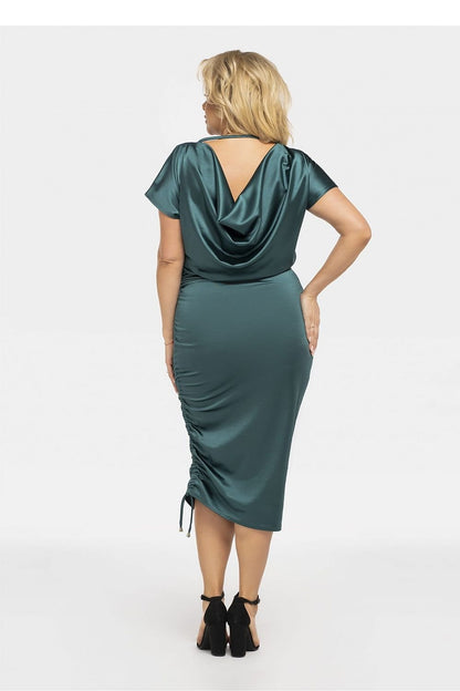 Plussize Midi Satin Klänning  Grön