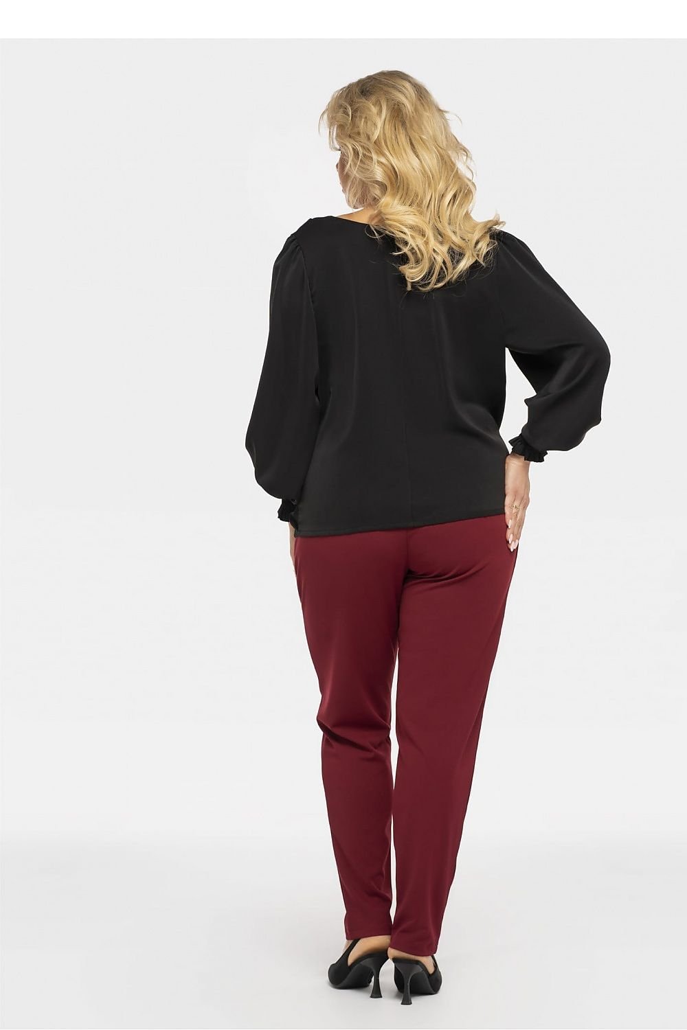 Plussize V-ringad Blus Svart