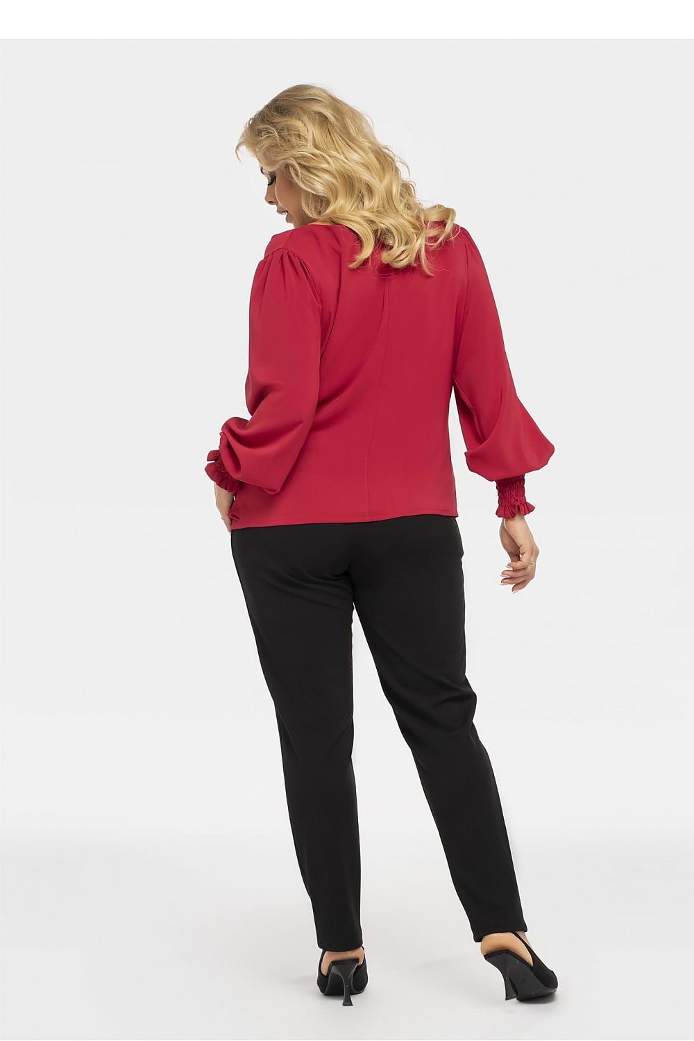 Plussize V-ringad Blus Röd