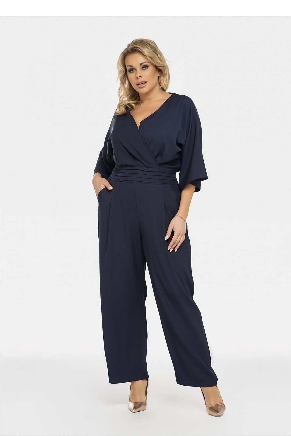 Plussize Byxdress Marinblå