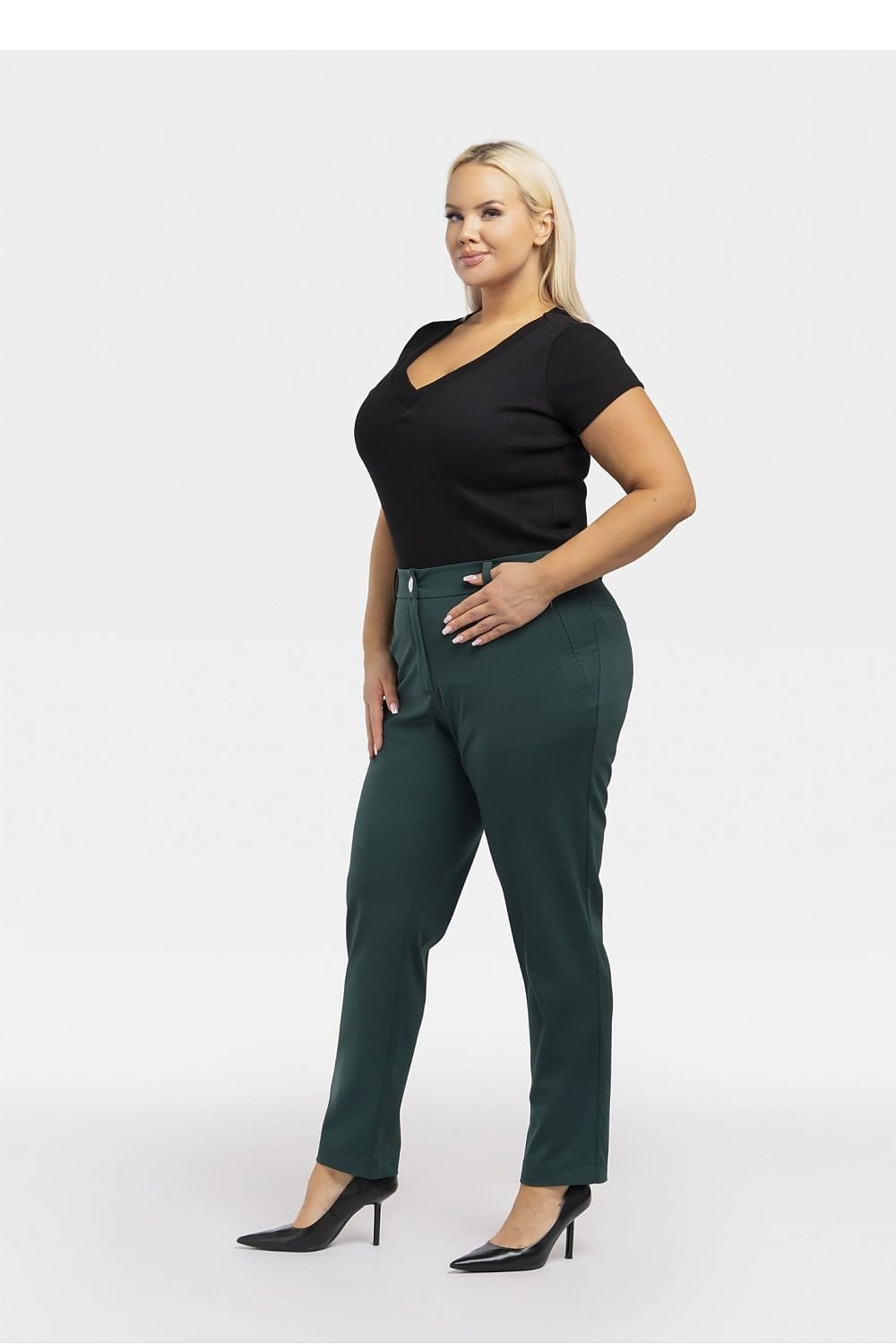 Dambyxa raka ben Hög midja  plussize grön