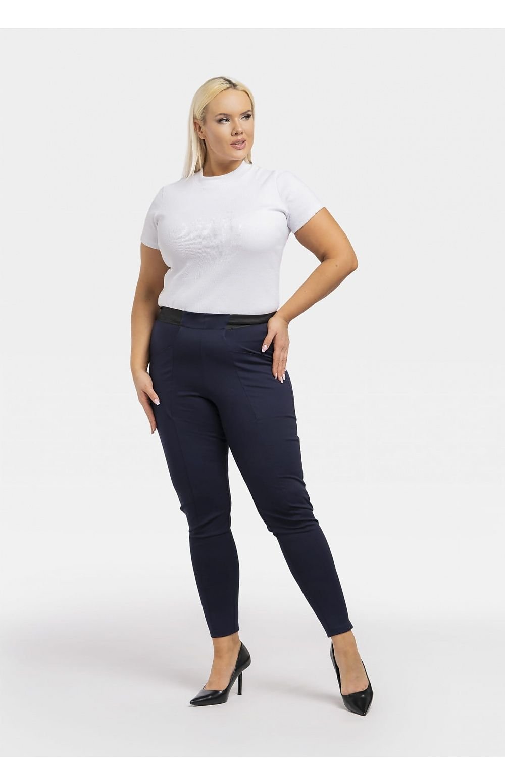 Leggings med ficka fram Marinblå plussize