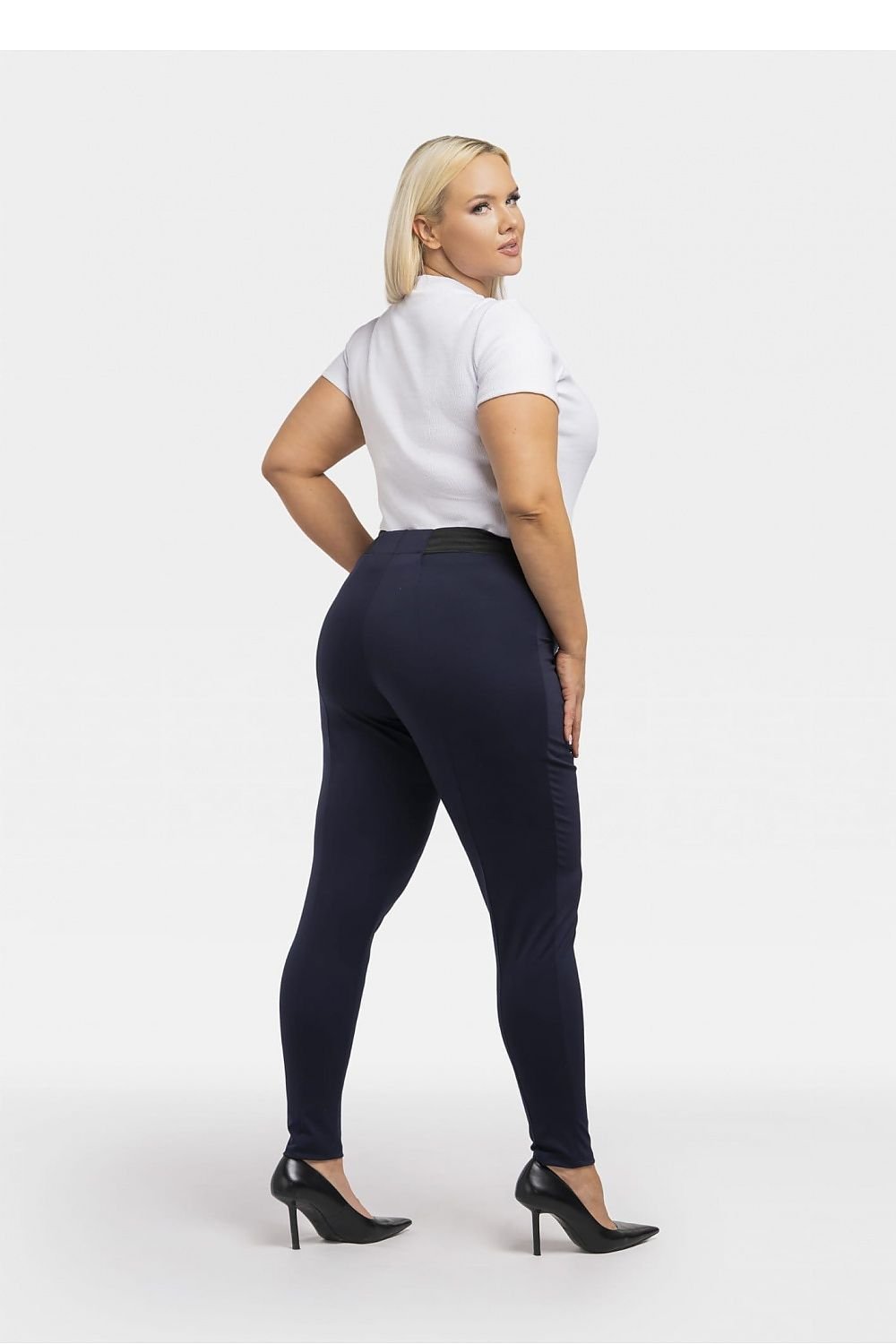 Leggings med ficka fram Marinblå plussize