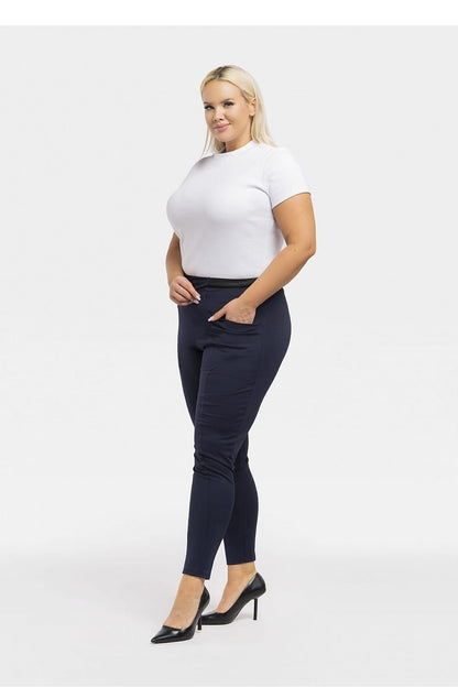 Leggings med ficka fram Marinblå plussize