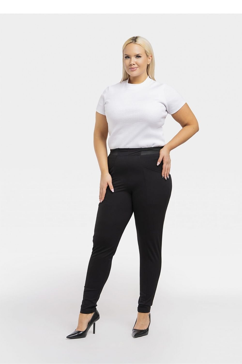 Leggings med ficka fram Svart plussize