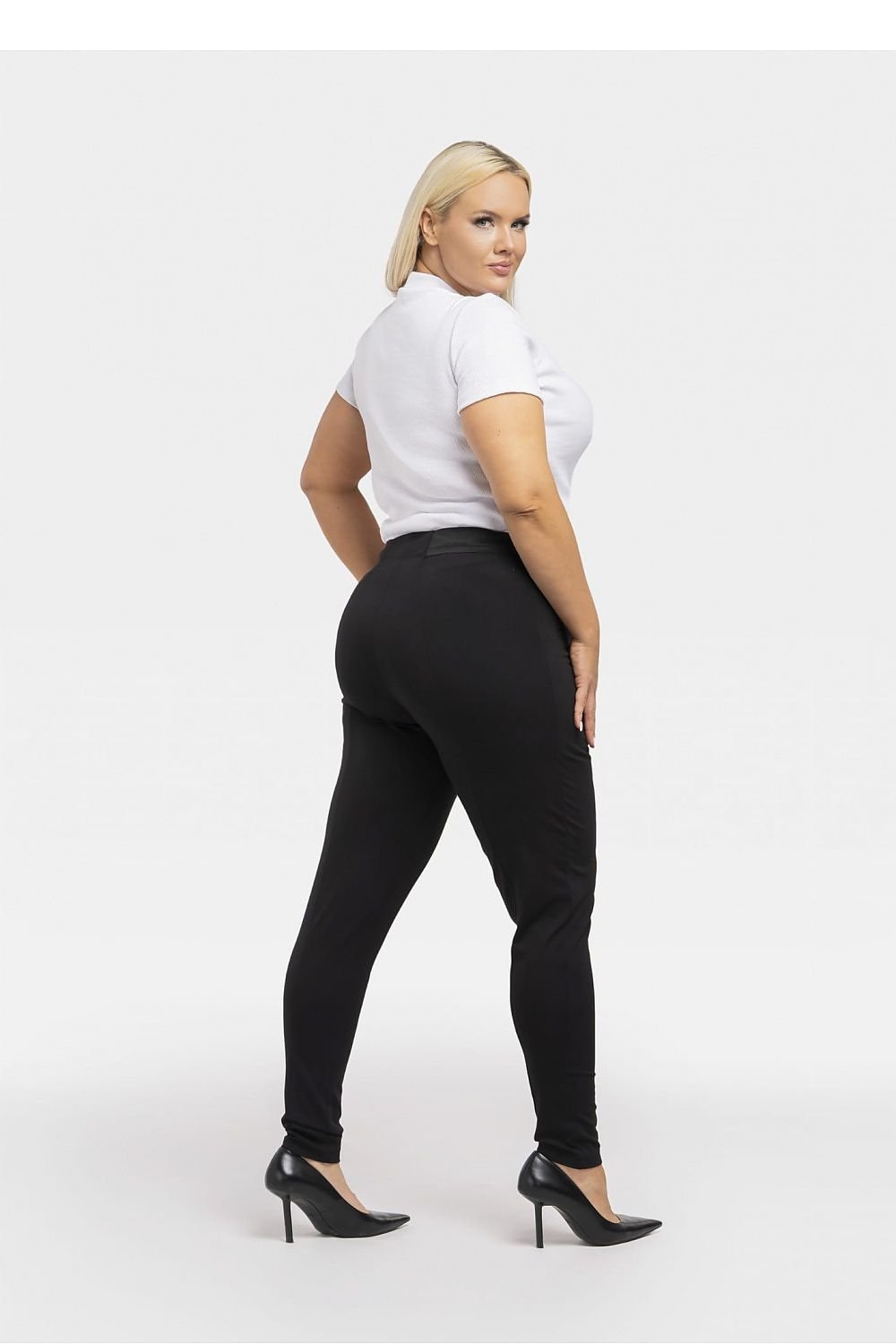 Leggings med ficka fram Svart plussize