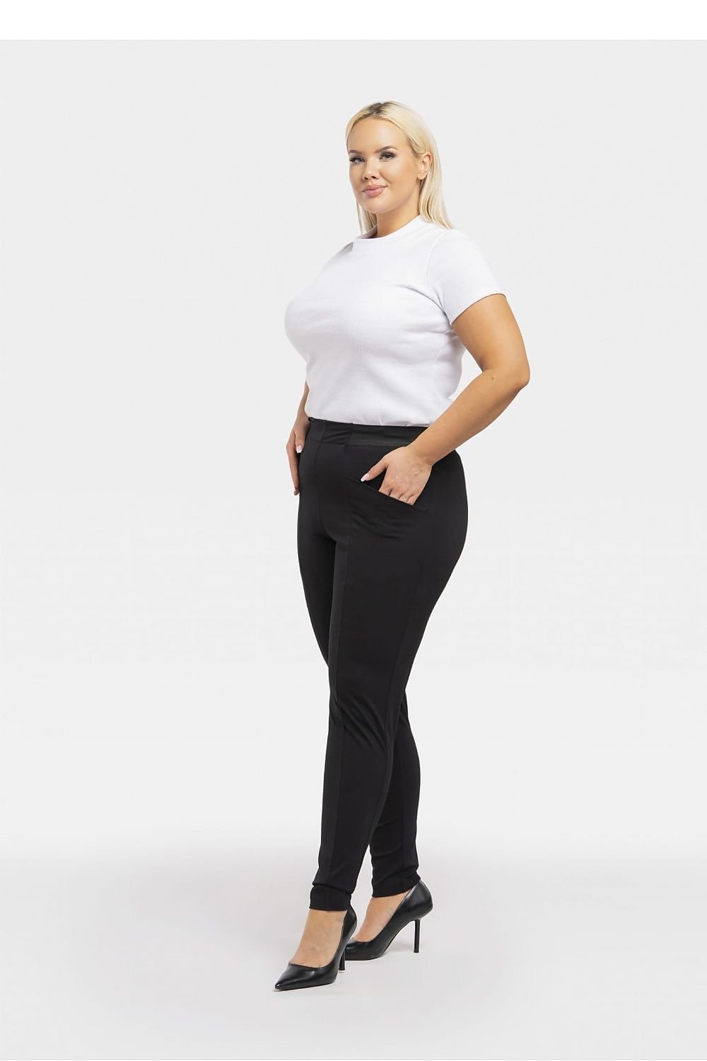 Leggings med ficka fram Svart plussize