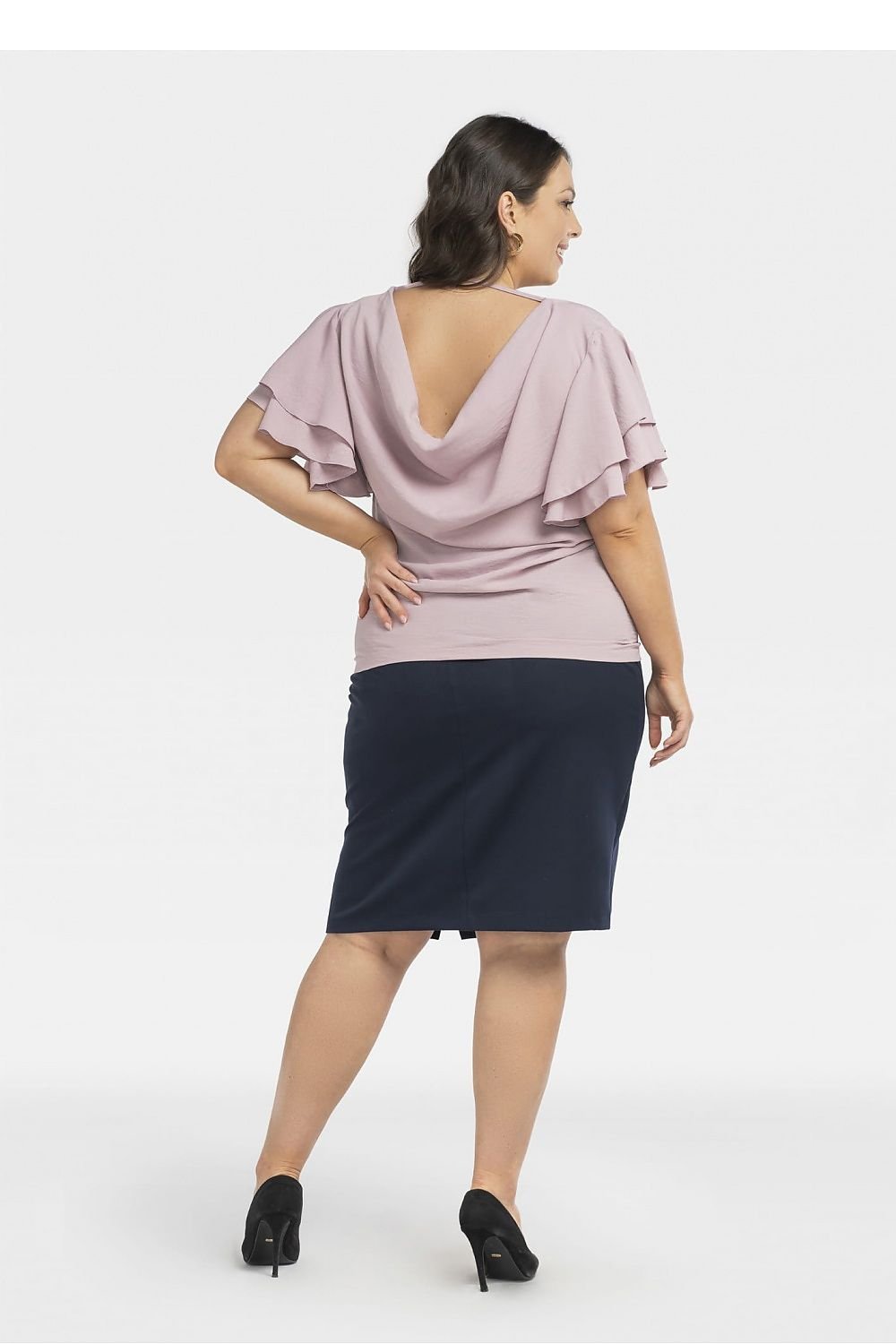 Blus Dam V-ringad Plussize  rosa