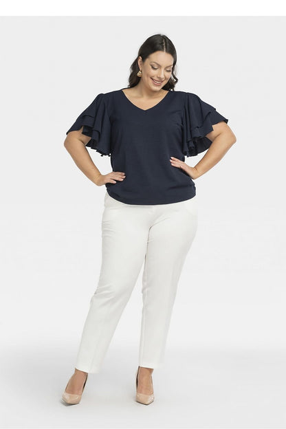 Blus Dam V-ringad Plussize  svart