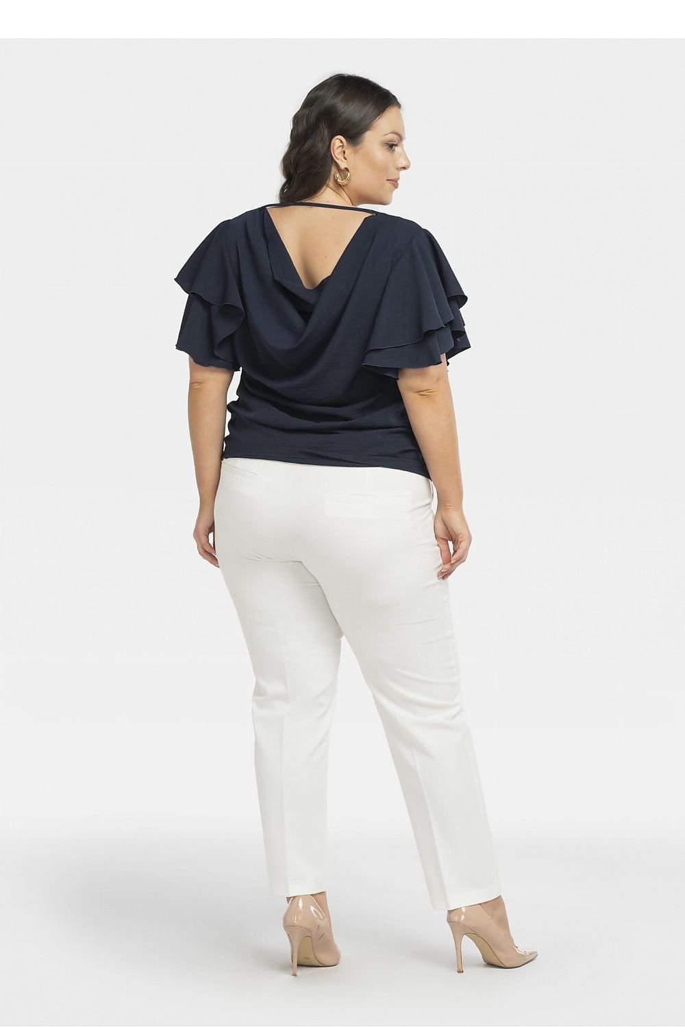 Blus Dam V-ringad Plussize  marinblå