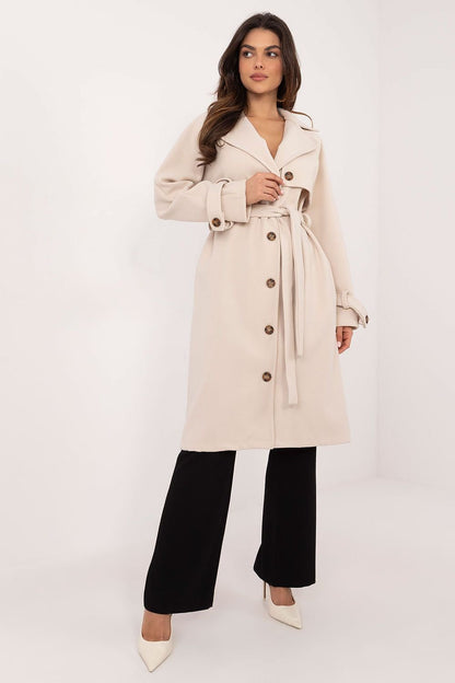 Knälång Trenchcoat med midjebälte  Beige