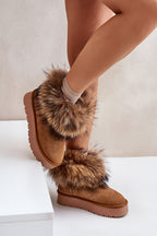 Moccaboots med fluffig päls Brun
