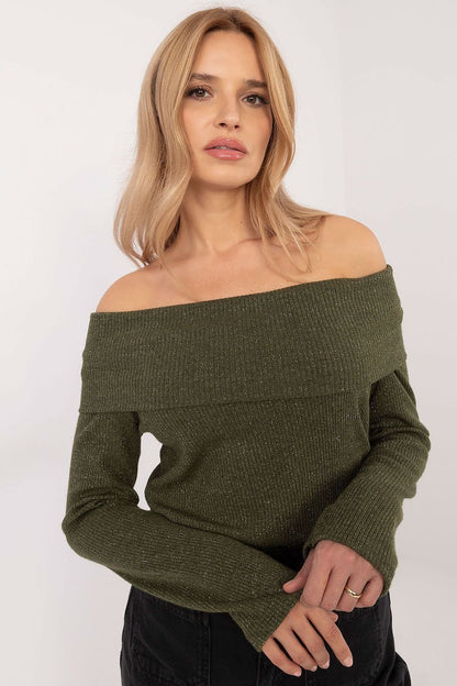 off-shoulder top långarmad grön