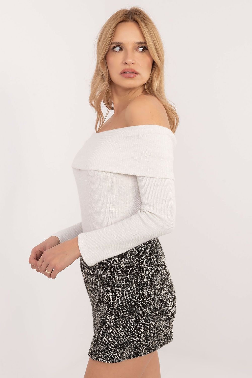 off-shoulder top långarmad vit