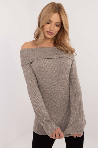 off-shoulder top långarmad beige