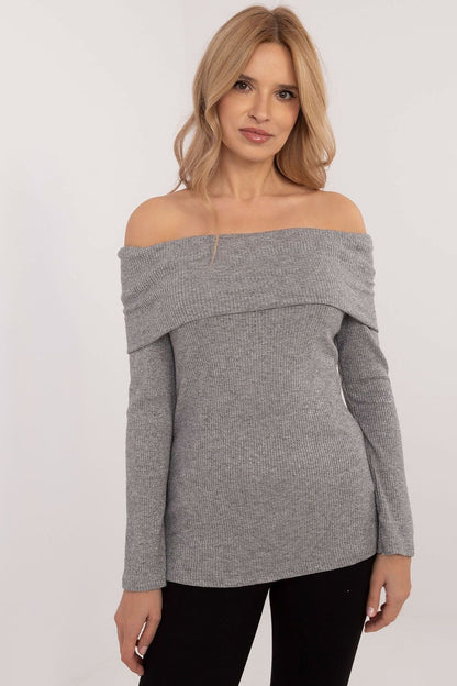 off-shoulder top långarmad grå