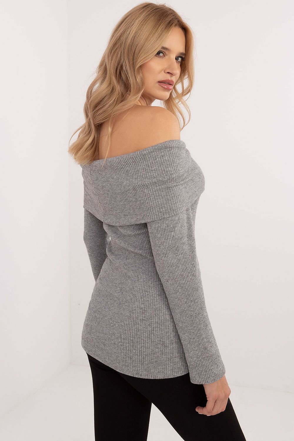 off-shoulder top långarmad grå