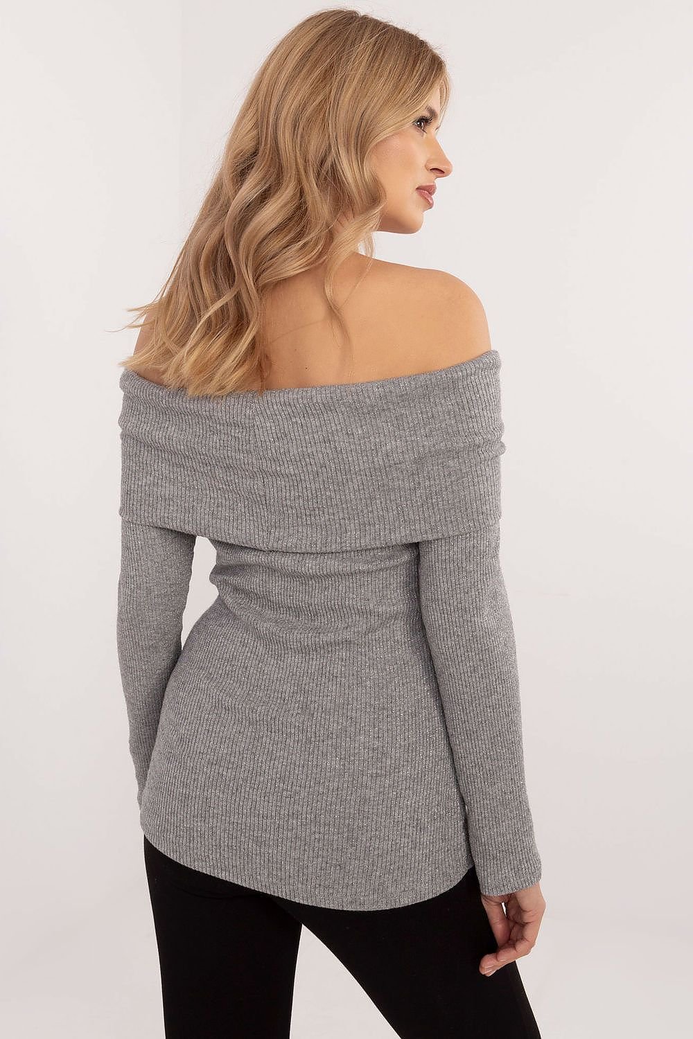 off-shoulder top långarmad grå