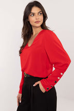 V-ringad Blus Röd